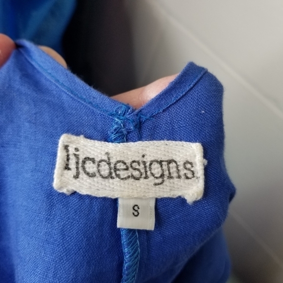 LJC Designs blue linen loose shorts romper - Picture 5 of 8